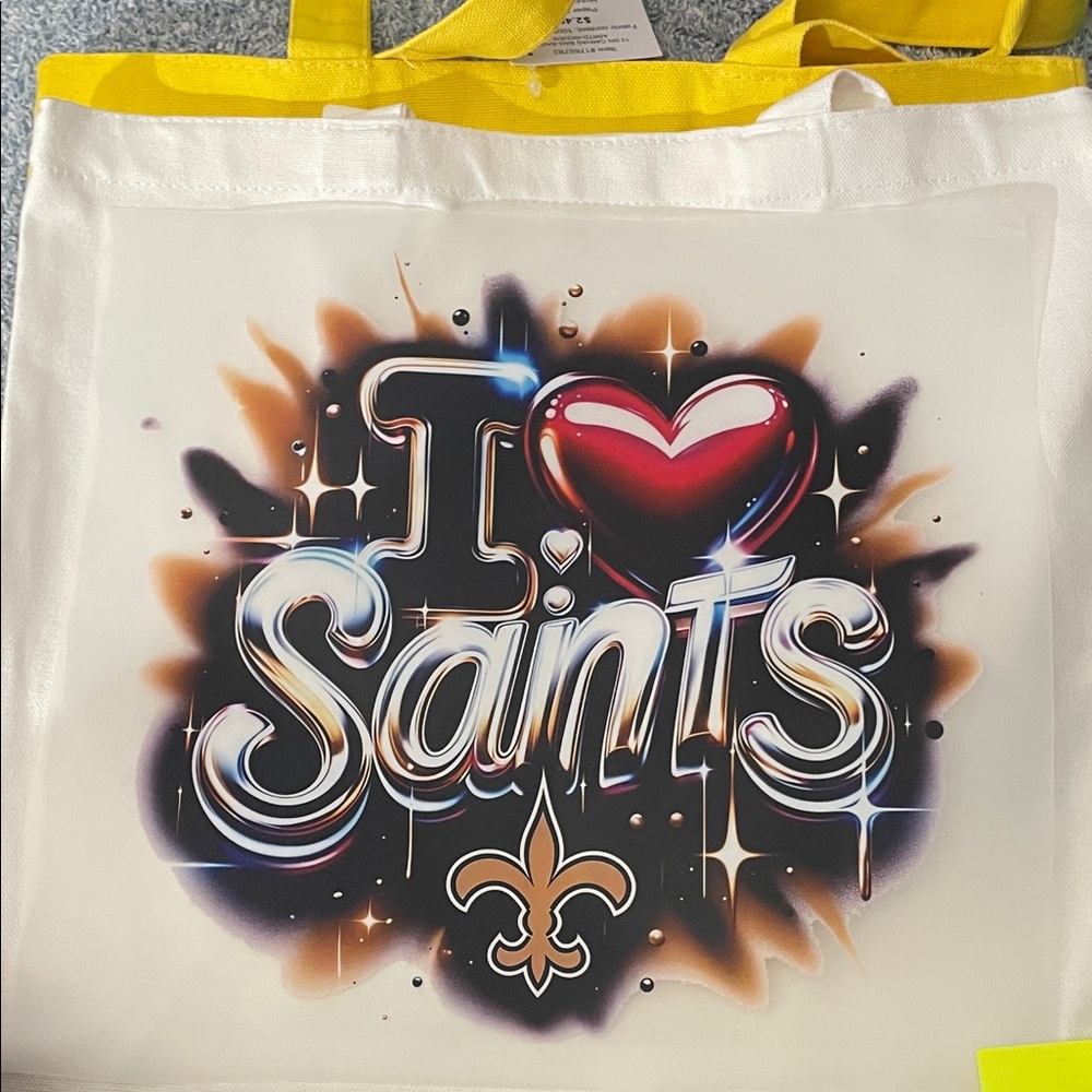 I Love Saints DTF Print On Tote Bag